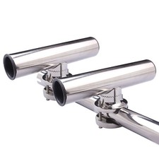 2X Boat Fishing Rod Holder Clamp-on 1-1/4" to 2" Rail 316 Stainless Steel