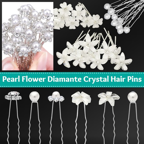 Diamante floral hair pins set - pins,