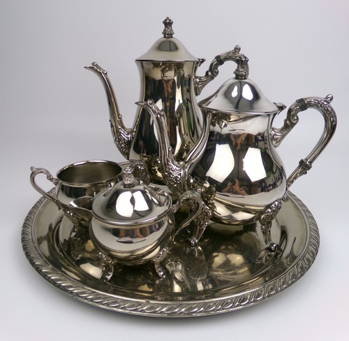 Silver plated tea set - plated,