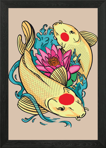 Tancho koi fish framed - tancho,