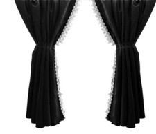 2 pcs Left and Right Black Curtains w Decors for V8 Scania R S G L P G