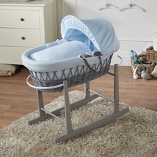 Moses Basket Grey Wicker with