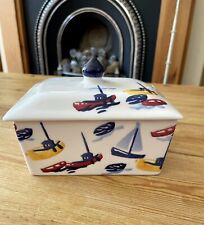 EMMA BRIDGEWATER Shoreline Scattered Boats Small Butter Dish. NEW. 1st Quality.