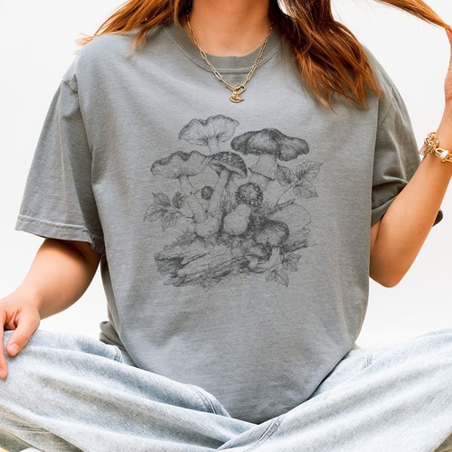 Woodcut style mushroom art - style,