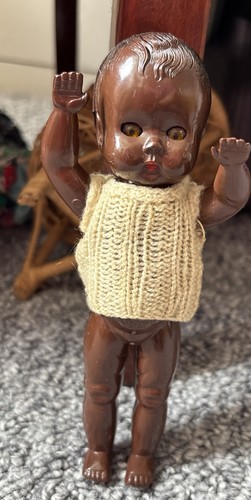 Vintage black doll 15cm tudor - vintage,
