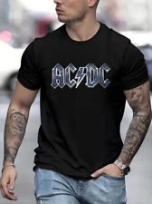 AC/DC Mens T-shirt Classic Rock Band Tshirt Top Men's Cotton Crew Neck Black Tee
