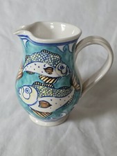 Donald & Jacqueline Mills Studio pottery fish design jug
