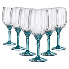 6x Bormioli Rocco Florian Red Wine Glasses Large Glass White Rose 535ml Blue