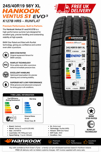245 40r19 hankook runflat - 245/40r19,
