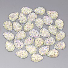 50x Flat back Rhinestone Teardrop Large AB Bead Diamante Gem Crystal Iridescent 
