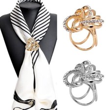 Women Silk Scarf Clip Brooch