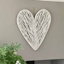 Medium White Wicker Heart- 70cm