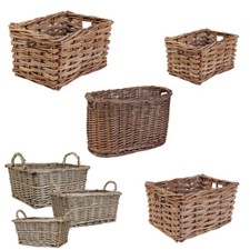 Woven Wicker Storage Basket Rattan Hamper Baskets Large Small Trugs Home Decor