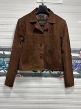 Women 100% Real Suede Leather Brown Cropped Jacket Short Casual Coat Blouson Top