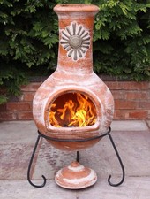 Clay Chiminea with Metal Stand, Extra Large, Red Colour