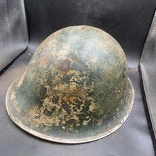 Original WW2 British Army Combat Helmet Mk3 High Rivet - Camouflaged