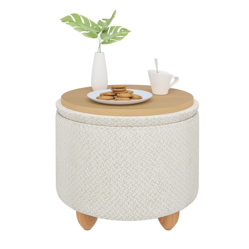 Round storage ottoman - storage,