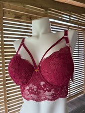 Boux Avenue Stephanie Longline Bra Dark Red | UK size 34F