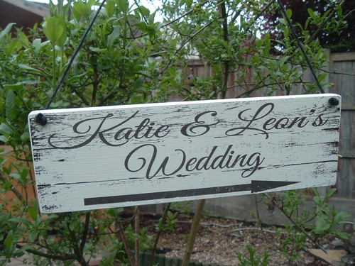 Rustic wedding this way sign - way,