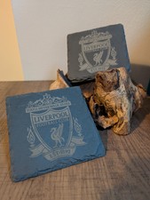 Liverpool FC Black Slate Coasters Pair 