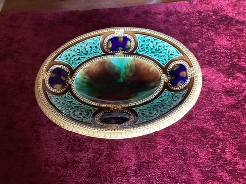 Art nouveau majolica footed - majolica,