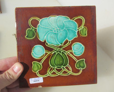 Victorian Ceramic Tile Floral Flowers Old Antique Art Nouveau Vintage