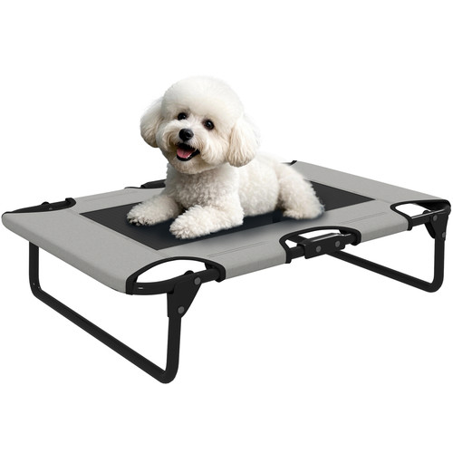 Raised dog bed with breathable - with,