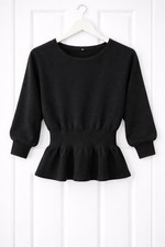 Zara Black Peplum Knit Top