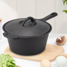 Cast Iron Deep Pan Saucepan Cookware Stew Pot Soup Pot Cooking Kitchen with Lid