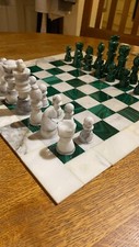 Chess set, Marbel and malachite chess set, vintage in perfect condition