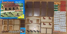 Vintage ERTL Farm Country Riding Stable Set Incomplete HORSES Jockey Farm Barn