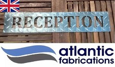 Contemporary RECEPTION  sign Steel chequer plate