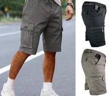 Mens CARGO tactical Elasticated Lightweight Shorts Combat Multi Pocket AntiSweat