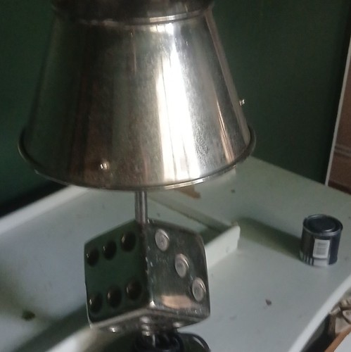 Silver metal dice lamp - silver,