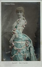 Sarah Bernhardt Actress in FROUFROU Ca 1900 Photo Postcard Silver
