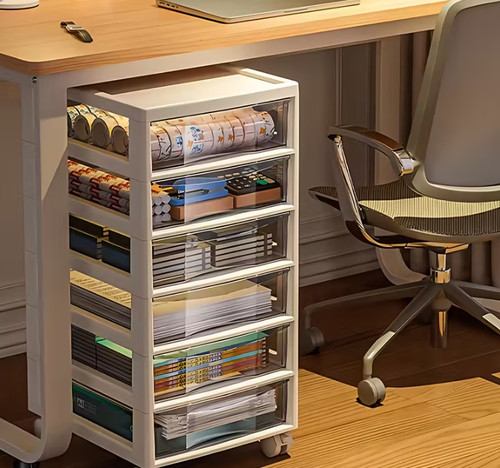 Drawer clear storage trolley - 6-drawer,