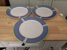 Sabichi Fine China Dinner Plates Set of 3 – Green, Blue, White – Elegant Housewa