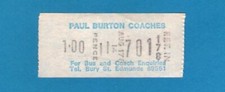 Paul Burton Coaches of Bury St Edmunds - £1 Setright Bus Ticket - c.1980s