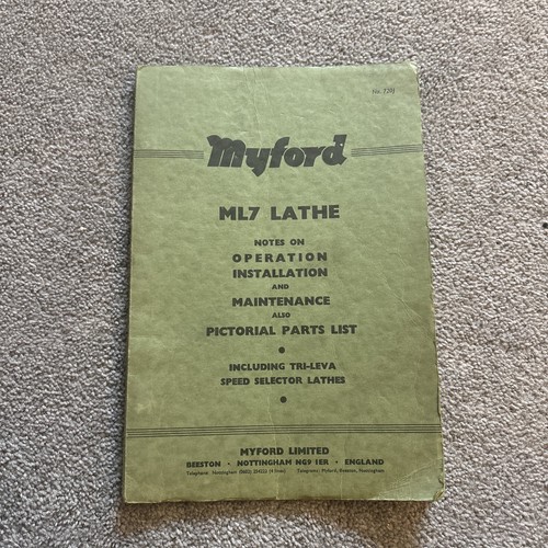 Myford ml7 lathe manual - lathe,