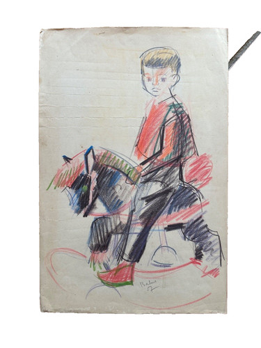 Antique drawing portrait small - drawing,