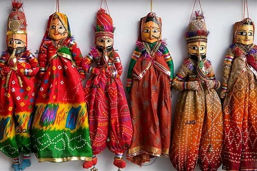 Pair handmade indian puppet - indian,