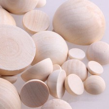 100pcs Half Wooden Beads DIY Craft Split Natural Balls Unfinished Dome Paint