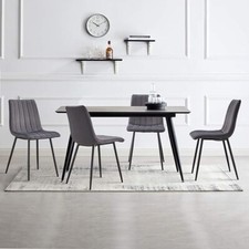 Set of 6 Velvet Modern Kitchen Dining Living Chairs Soft Padded Seat Metal Legs