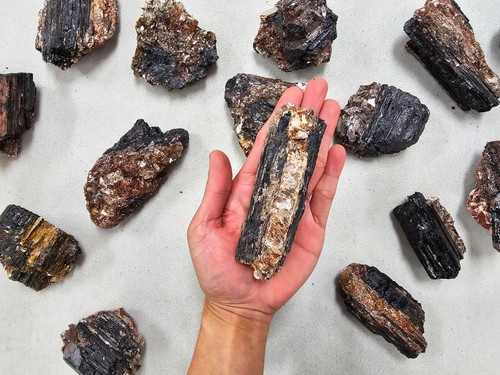 Black tourmaline with mica raw - tourmaline,