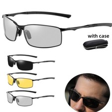 Mens Polarized Photochromic Sunglasses UV400 Pilot Sport Driving Outdoor Glasses