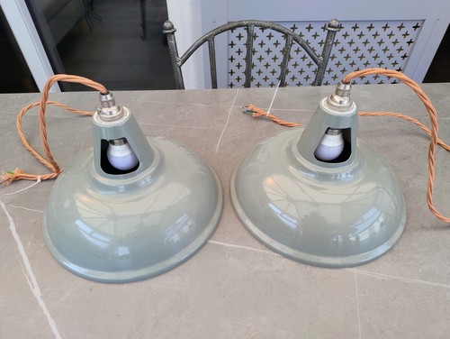 Pair vintage pendant light - of,