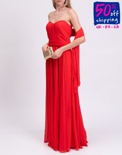 RRP€350 BIANCA BRANDI Maxi Flared Dress IT46 US10 UK14 XL Red Lined