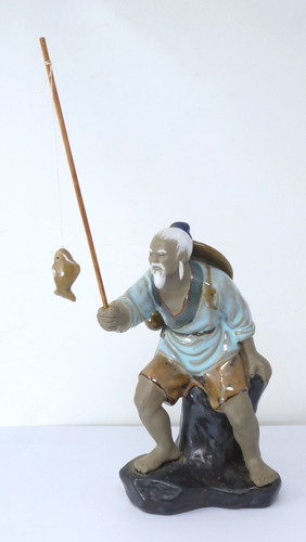 Shiwan ware fisherman figure - shiwan,