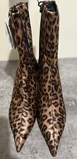 ZARA Leopard Print Pointed Toe Heeled Ankle Boots New with Tags  Dust Bag size 7