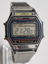 Watch "SATURN" Vintage Digital Alarm 8 - melody retro wrist watch
